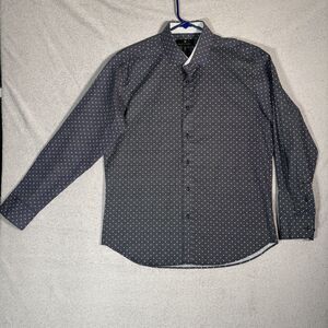 Bristol & Bull Shirt Men’s Size L‎ Black White Geometric Dots Flipcuffs Preppy
